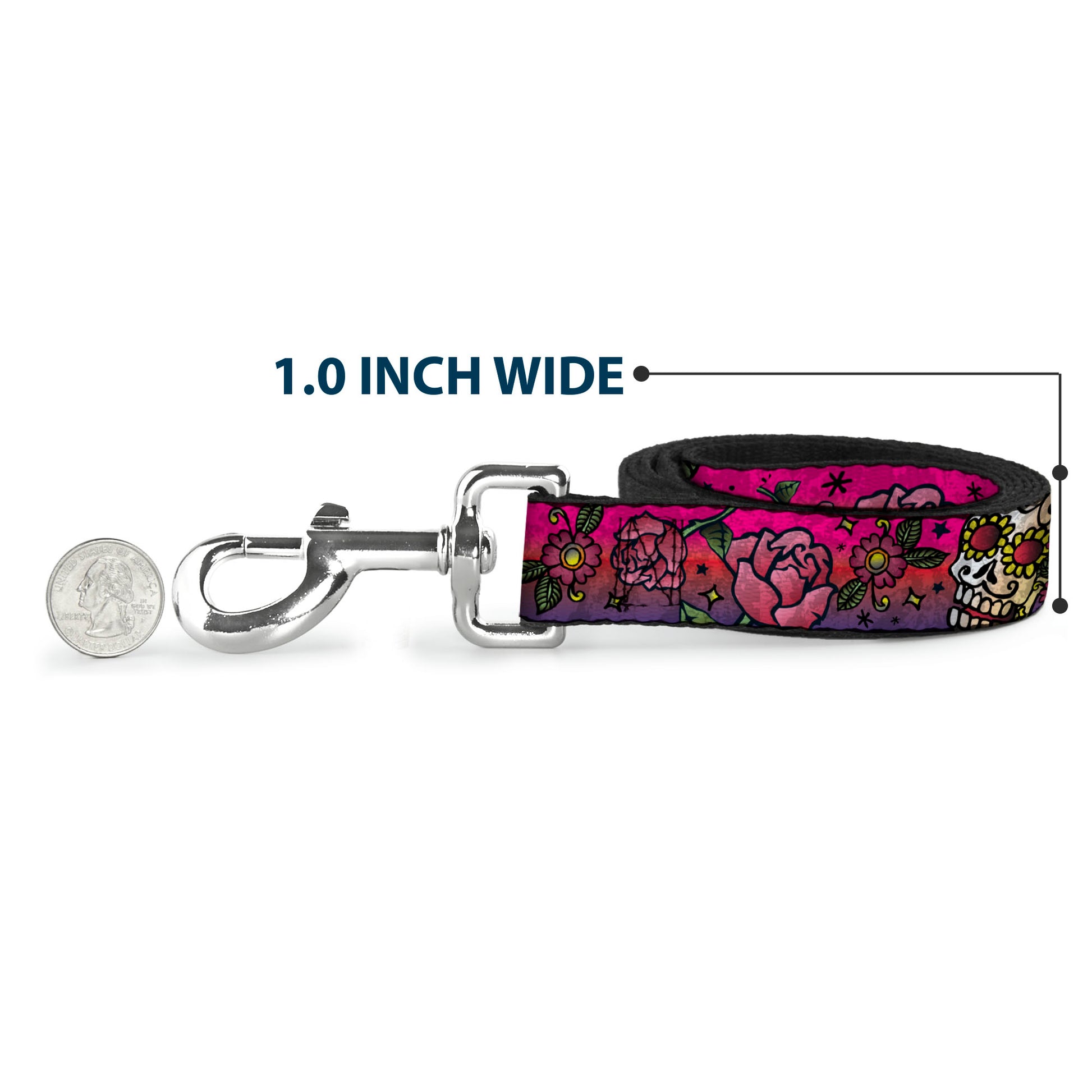 Dog Leash - Love Kills CLOSE-UP Pink Dog Leashes Buckle-Down