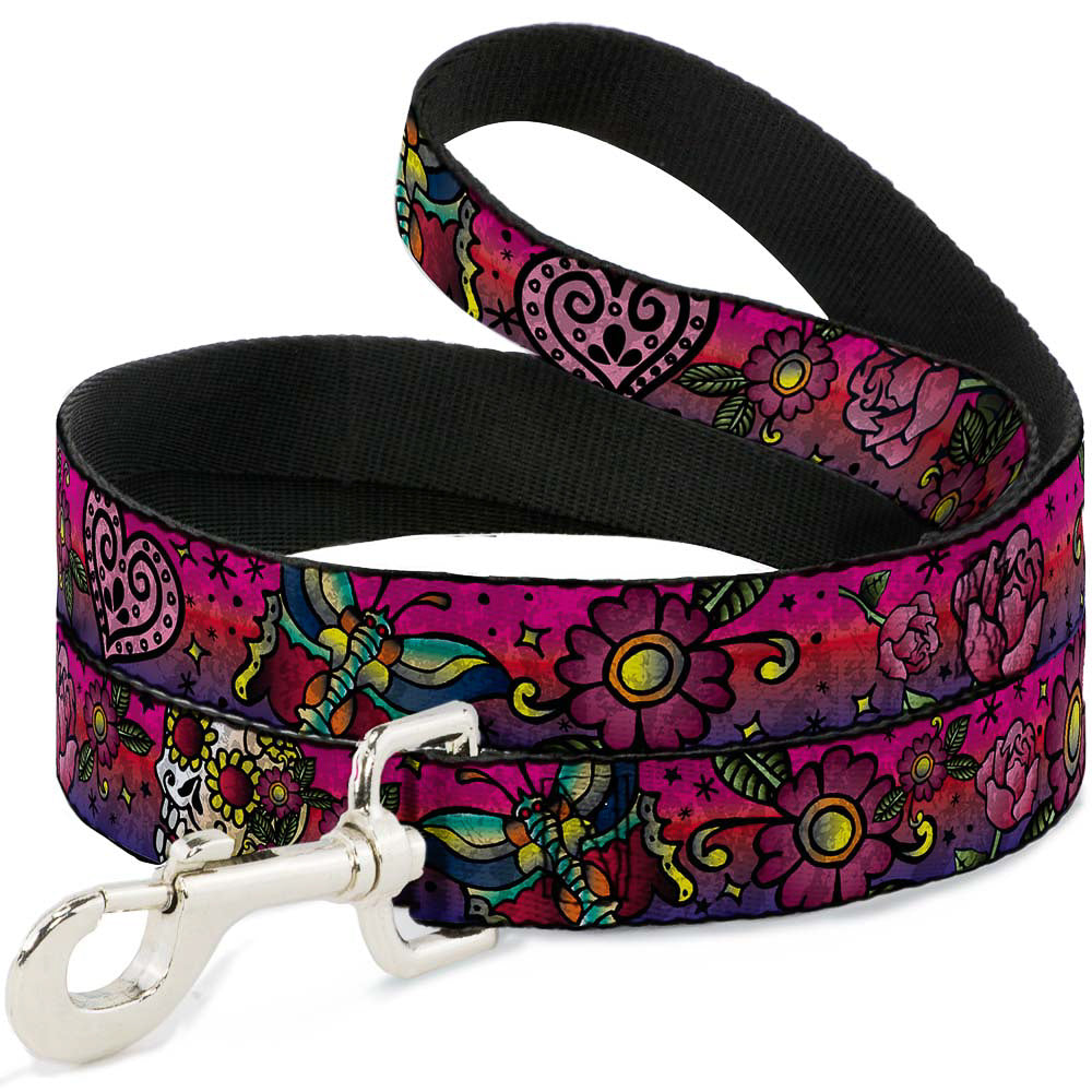 Dog Leash - Love Kills CLOSE-UP Pink Dog Leashes Buckle-Down