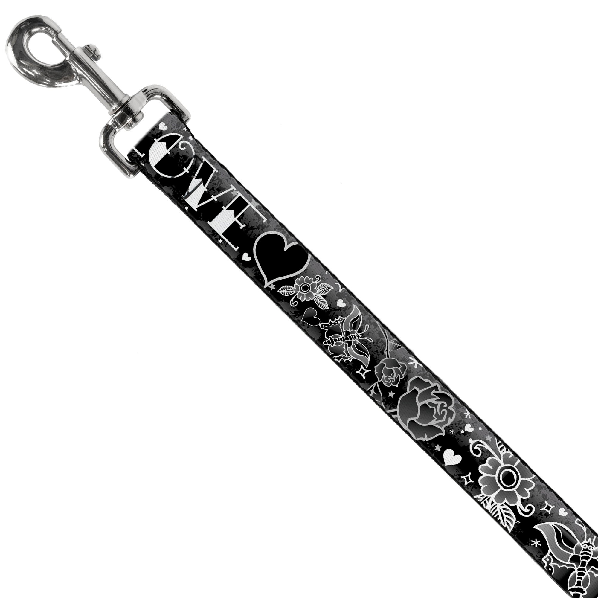 Dog Leash - Love Love Black/White Dog Leashes Buckle-Down