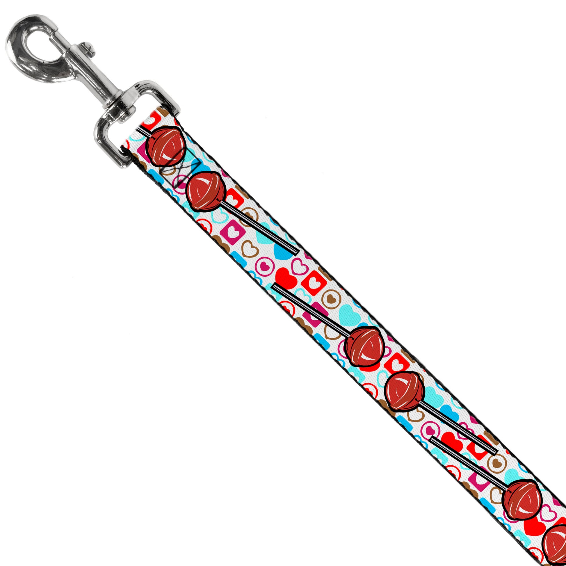 Dog Leash - Lollipop Hearts White Dog Leashes Buckle-Down
