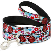 Dog Leash - Lollipop Hearts White Dog Leashes Buckle-Down