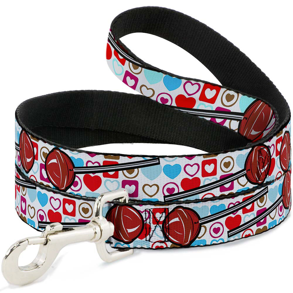 Dog Leash - Lollipop Hearts White Dog Leashes Buckle-Down