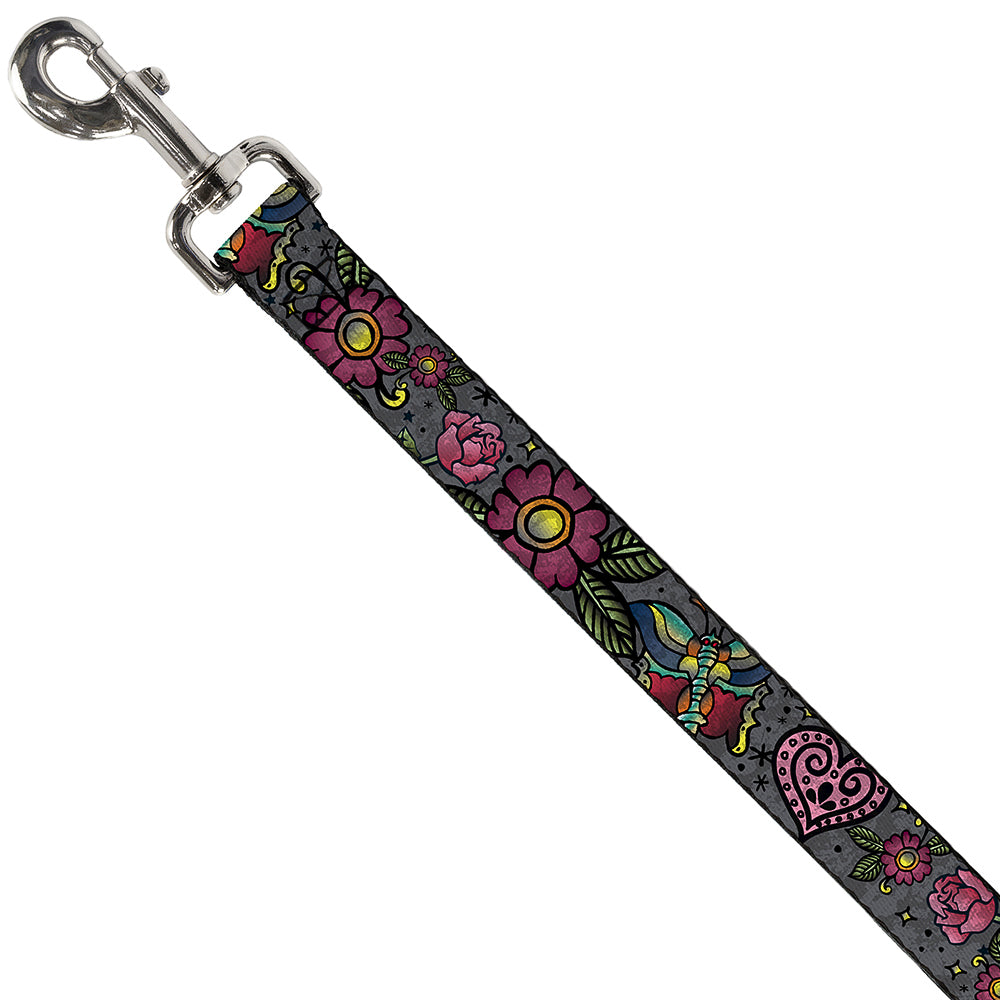 Dog Leash - Love Kills CLOSE-UP Gray Dog Leashes Buckle-Down
