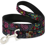 Dog Leash - Love Kills CLOSE-UP Gray Dog Leashes Buckle-Down