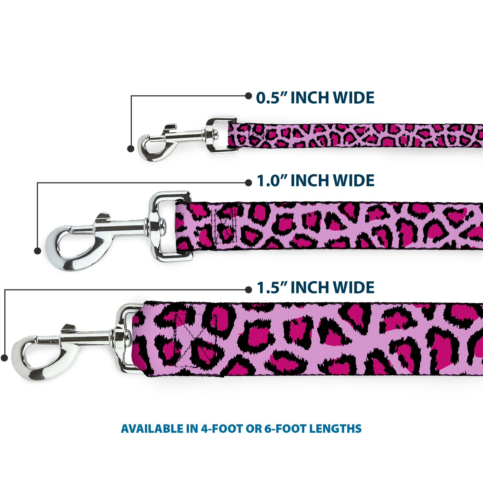 Dog Leash - Leopard CLOSE-UP Pink Dog Leashes Buckle-Down