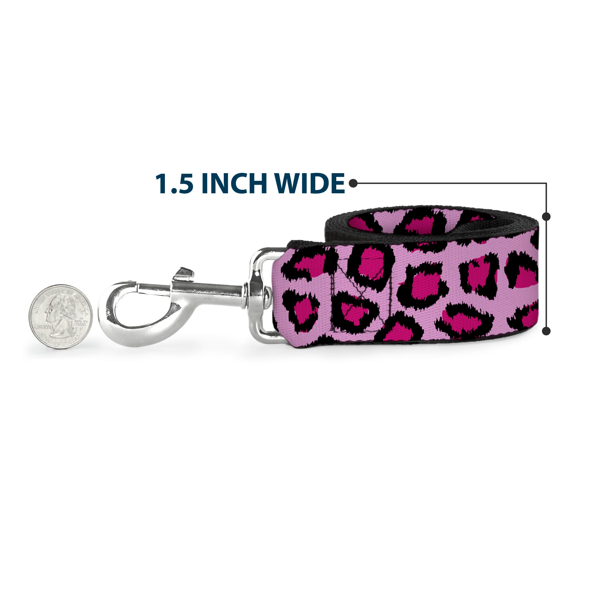 Dog Leash - Leopard CLOSE-UP Pink Dog Leashes Buckle-Down