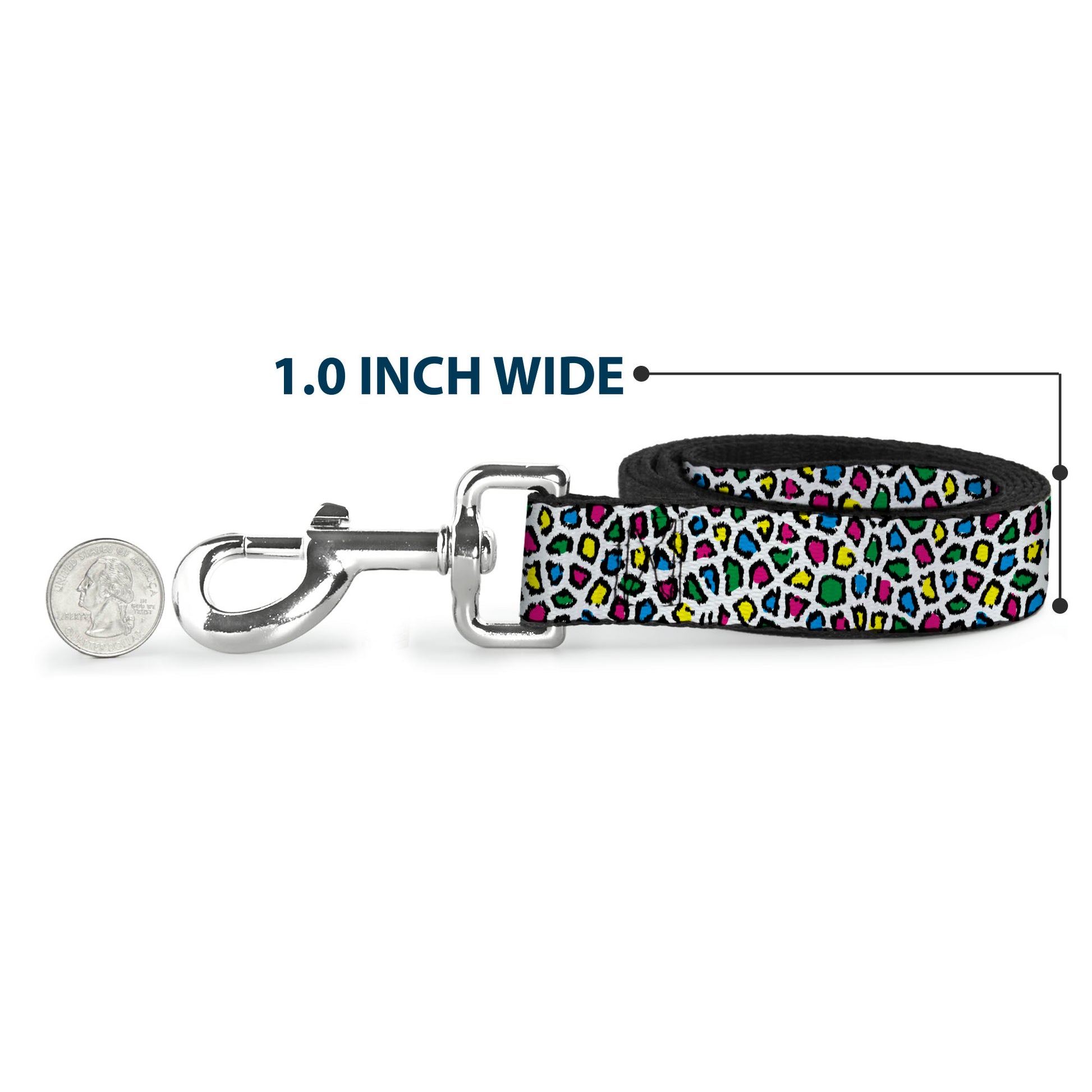 Dog Leash - Leopard White/Multi Color Dog Leashes Buckle-Down