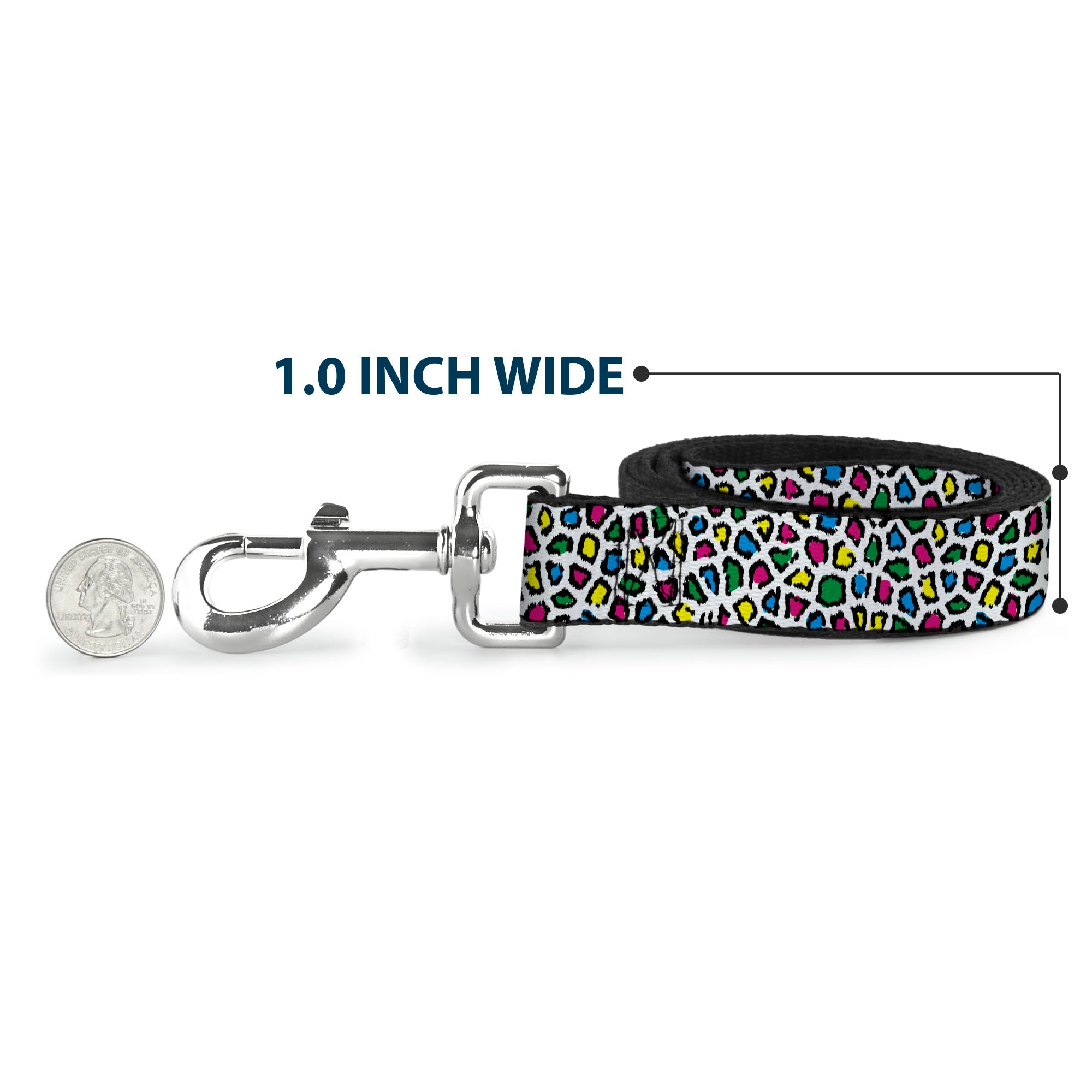 Dog Leash - Leopard White/Multi Color Dog Leashes Buckle-Down