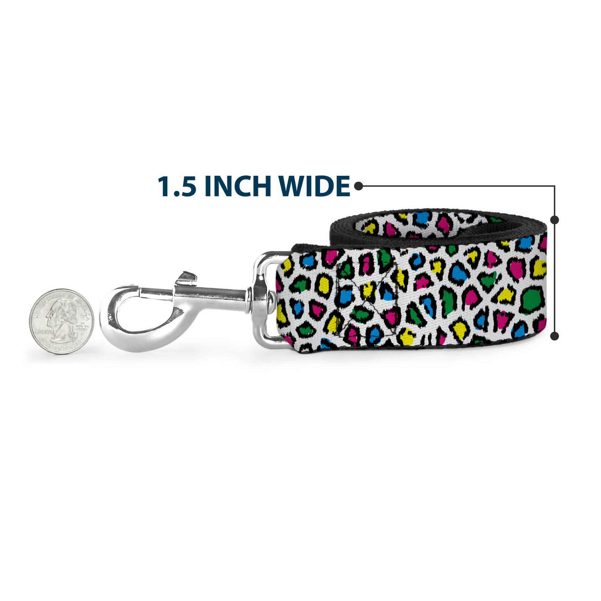 Dog Leash - Leopard White/Multi Color Dog Leashes Buckle-Down
