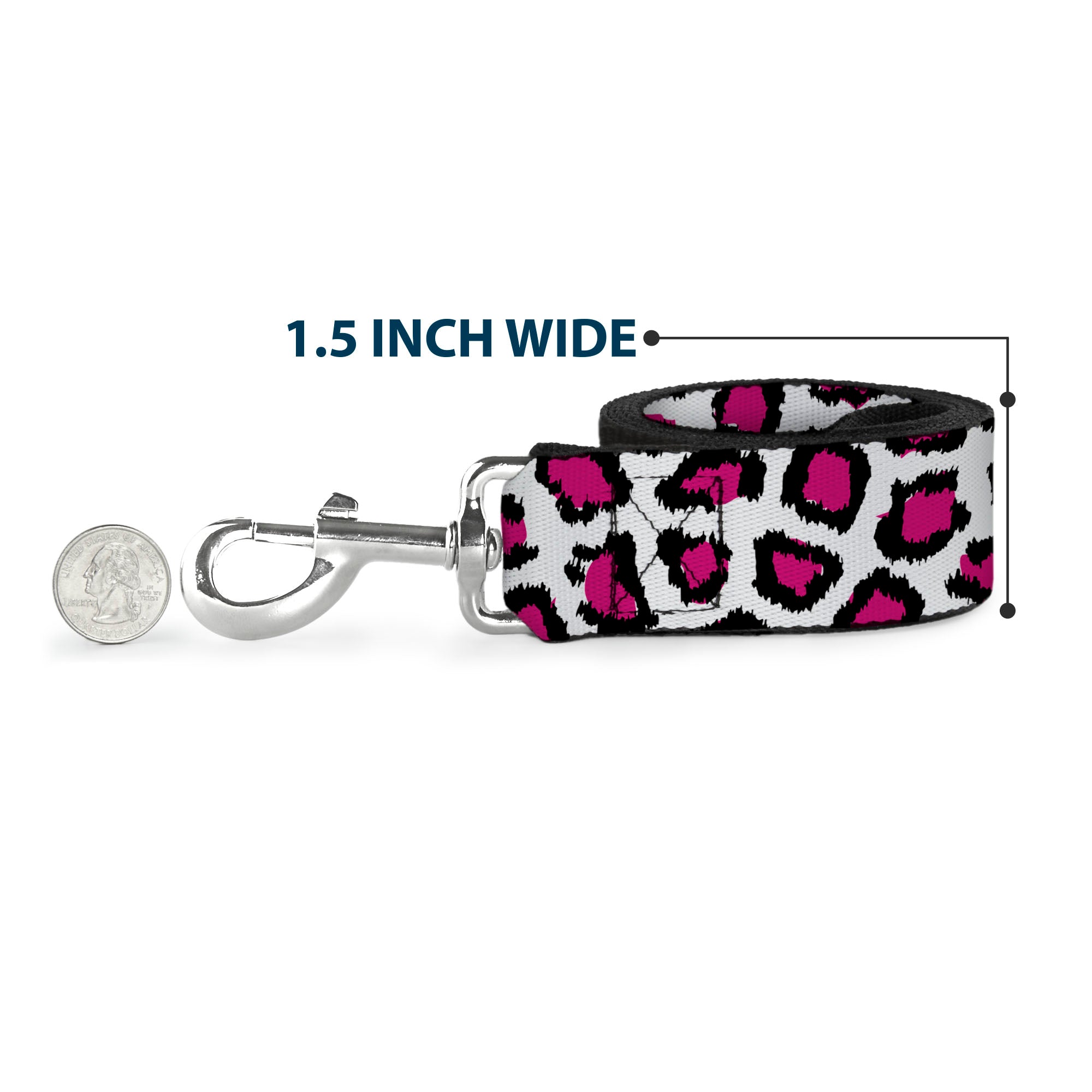 Dog Leash - Leopard White/Fuchsia Dog Leashes Buckle-Down