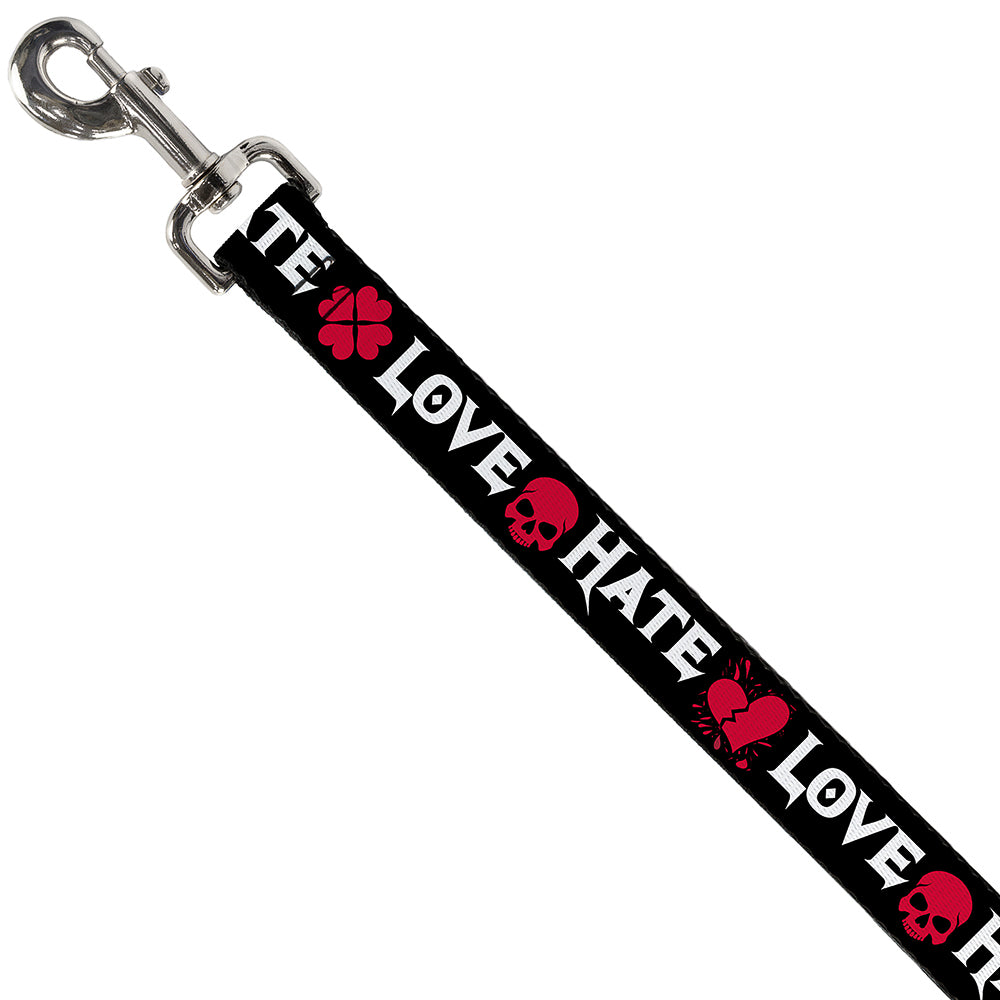 Dog Leash - Love/Hate Black/White/Fuchsia Dog Leashes Buckle-Down
