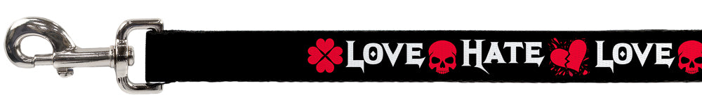 Dog Leash - Love/Hate Black/White/Fuchsia Dog Leashes Buckle-Down
