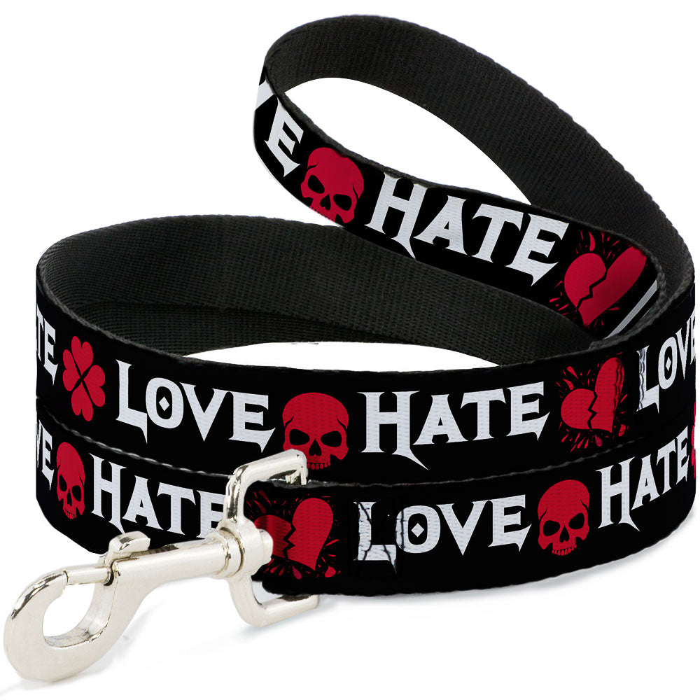Dog Leash - Love/Hate Black/White/Fuchsia Dog Leashes Buckle-Down