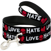 Dog Leash - Love/Hate Black/White/Fuchsia Dog Leashes Buckle-Down