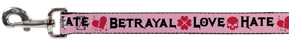 Dog Leash - Love/Hate/Betrayal Pink/Black/Fuchsia Dog Leashes Buckle-Down