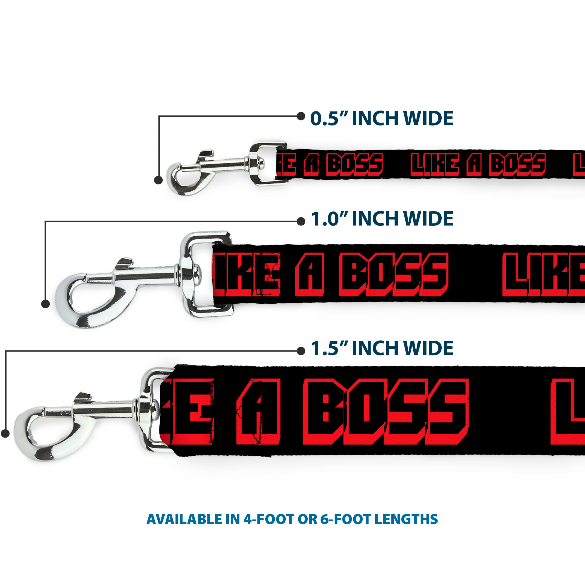 Dog Leash - LIKE A BOSS Black/Red Dog Leashes Buckle-Down