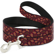 Dog Leash - Leaves Swirl Navy/Burgundy Dog Leashes Buckle-Down