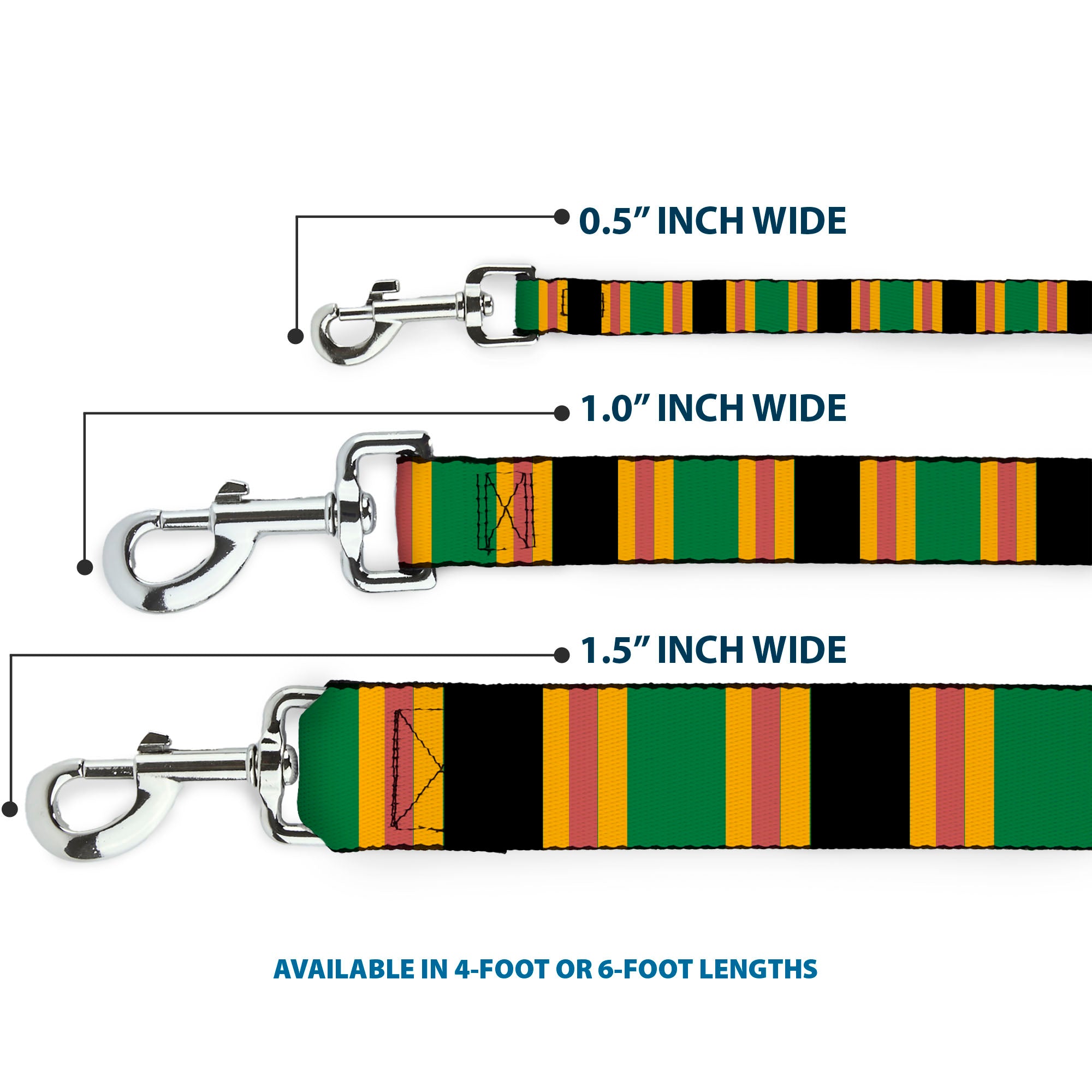 Dog Leash - Lines Black/Gold/Pink/Green Dog Leashes Buckle-Down