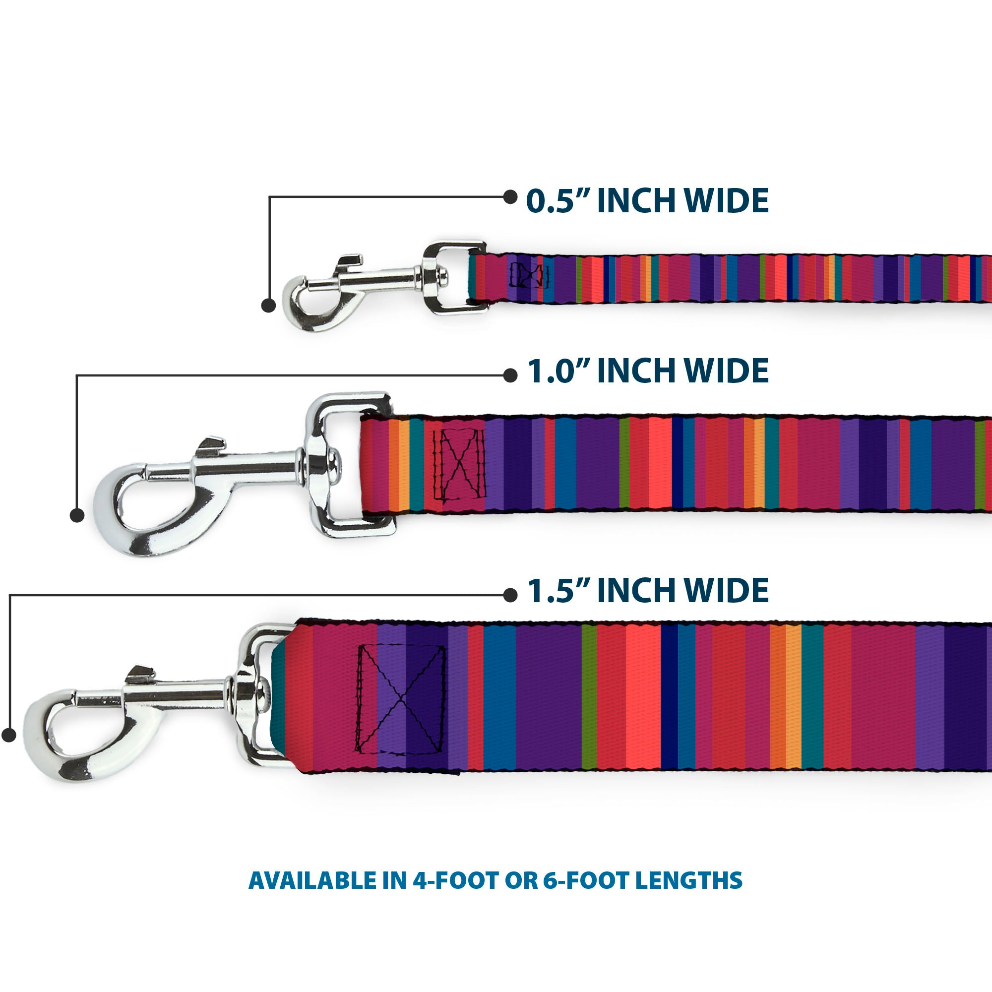 Dog Leash - Lines Reds/Purples Dog Leashes Buckle-Down