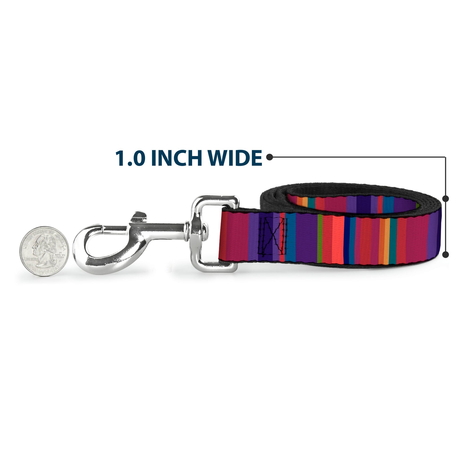 Dog Leash - Lines Reds/Purples Dog Leashes Buckle-Down