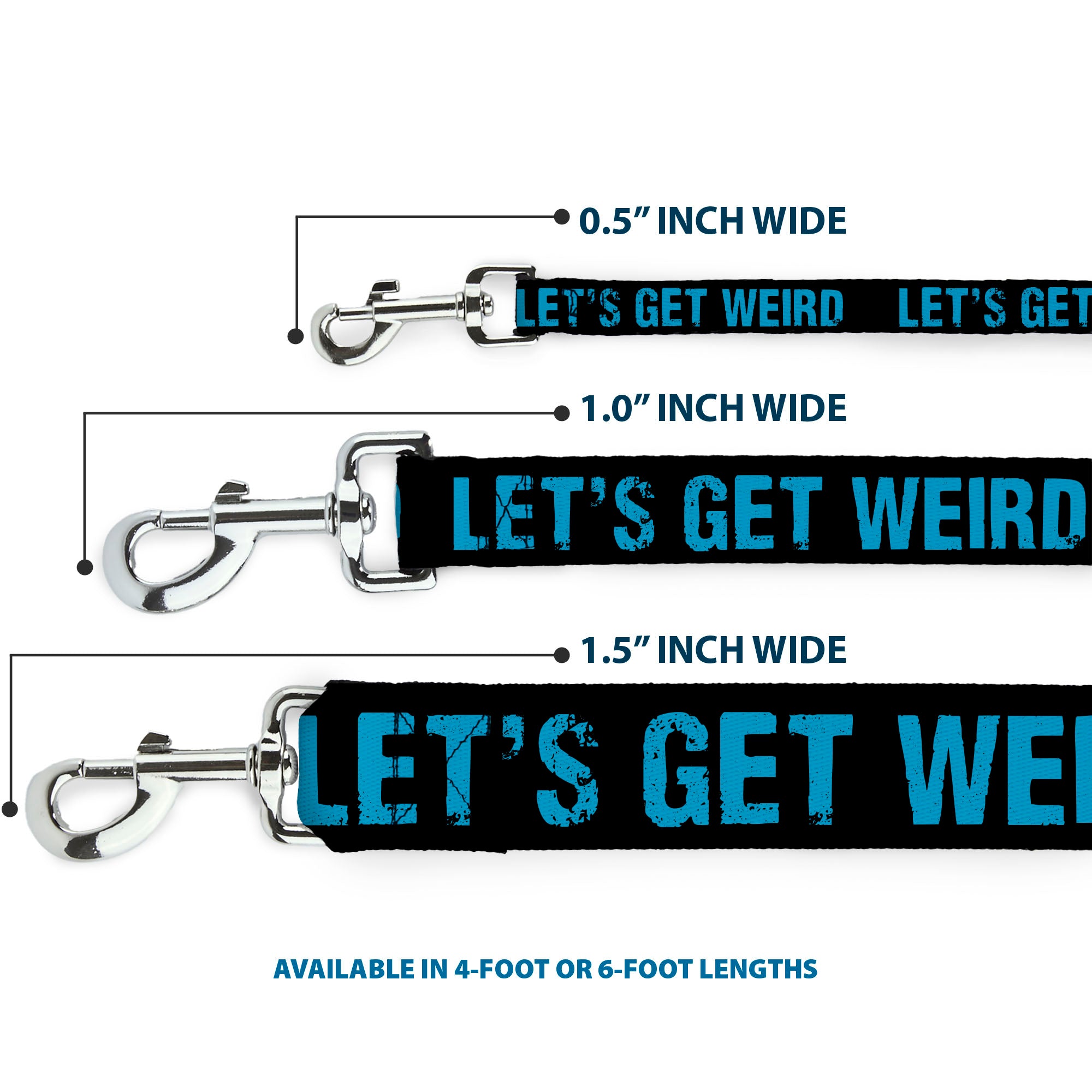 Dog Leash - LET'S GET WEIRD Weathered Black/Bright Blue Dog Leashes Buckle-Down
