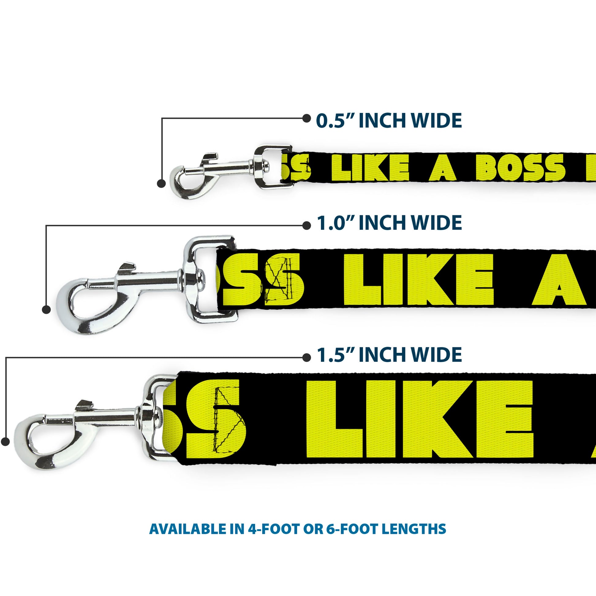 Dog Leash - LIKE A BOSS Black/Yellow Dog Leashes Buckle-Down
