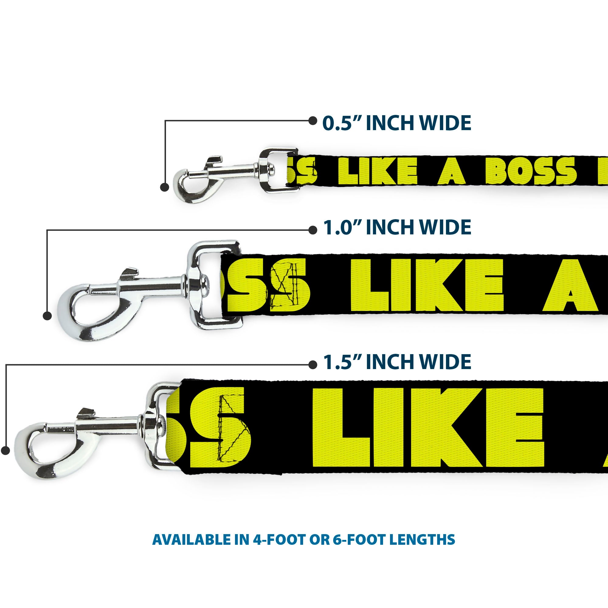 Dog Leash - LIKE A BOSS Black/Yellow Dog Leashes Buckle-Down