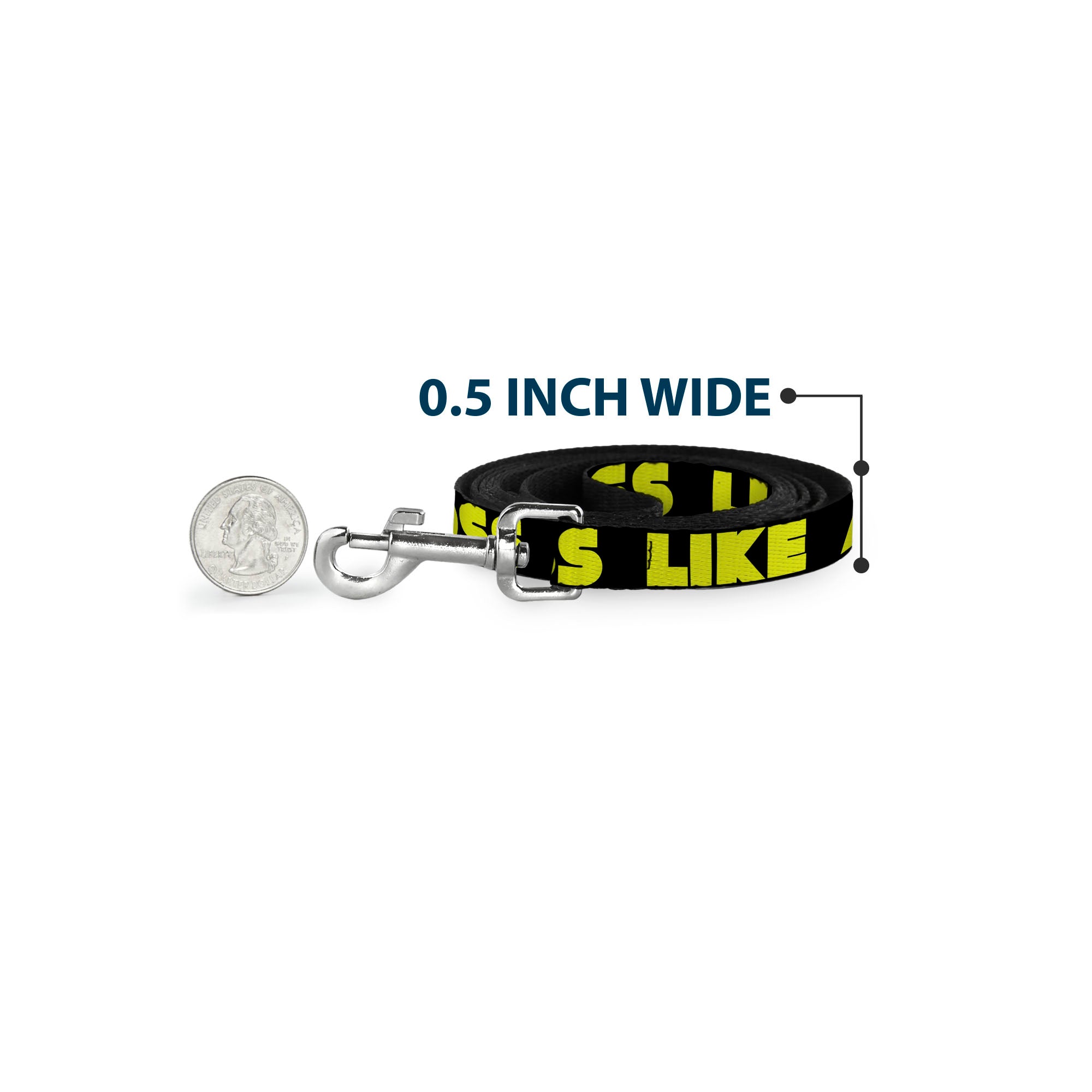 Dog Leash - LIKE A BOSS Black/Yellow Dog Leashes Buckle-Down