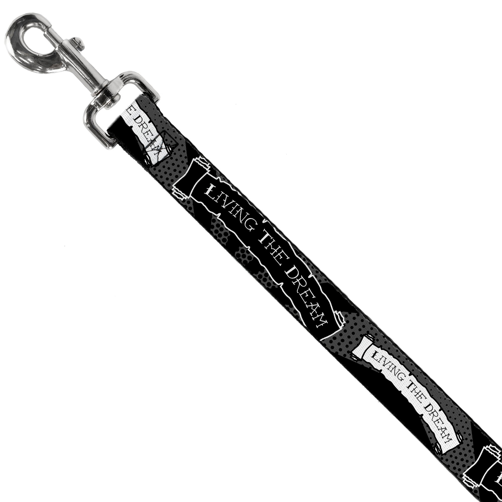 Dog Leash - LIVING THE DREAM Scroll Gray/Black/White Dog Leashes Buckle-Down