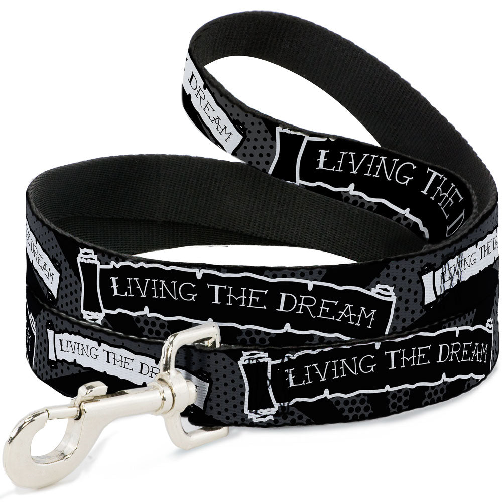 Dog Leash - LIVING THE DREAM Scroll Gray/Black/White Dog Leashes Buckle-Down