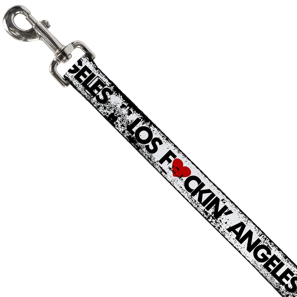 Buckle-Down Dog Leash - LOS F*CKIN' ANGELES Heart Weathered White/Black/Red Dog Leashes Buckle-Down