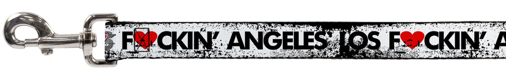 Buckle-Down Dog Leash - LOS F*CKIN' ANGELES Heart Weathered White/Black/Red Dog Leashes Buckle-Down
