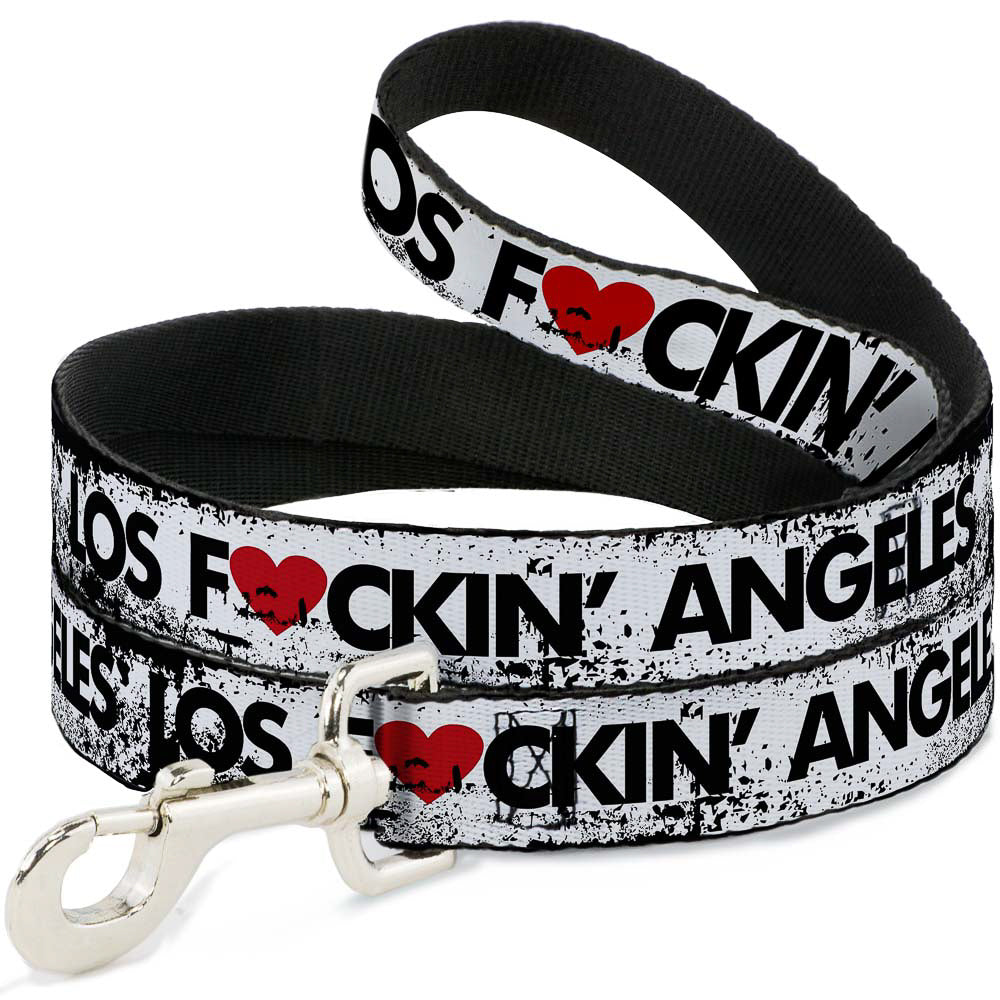 Buckle-Down Dog Leash - LOS F*CKIN' ANGELES Heart Weathered White/Black/Red Dog Leashes Buckle-Down