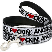 Buckle-Down Dog Leash - LOS F*CKIN' ANGELES Heart Weathered White/Black/Red Dog Leashes Buckle-Down