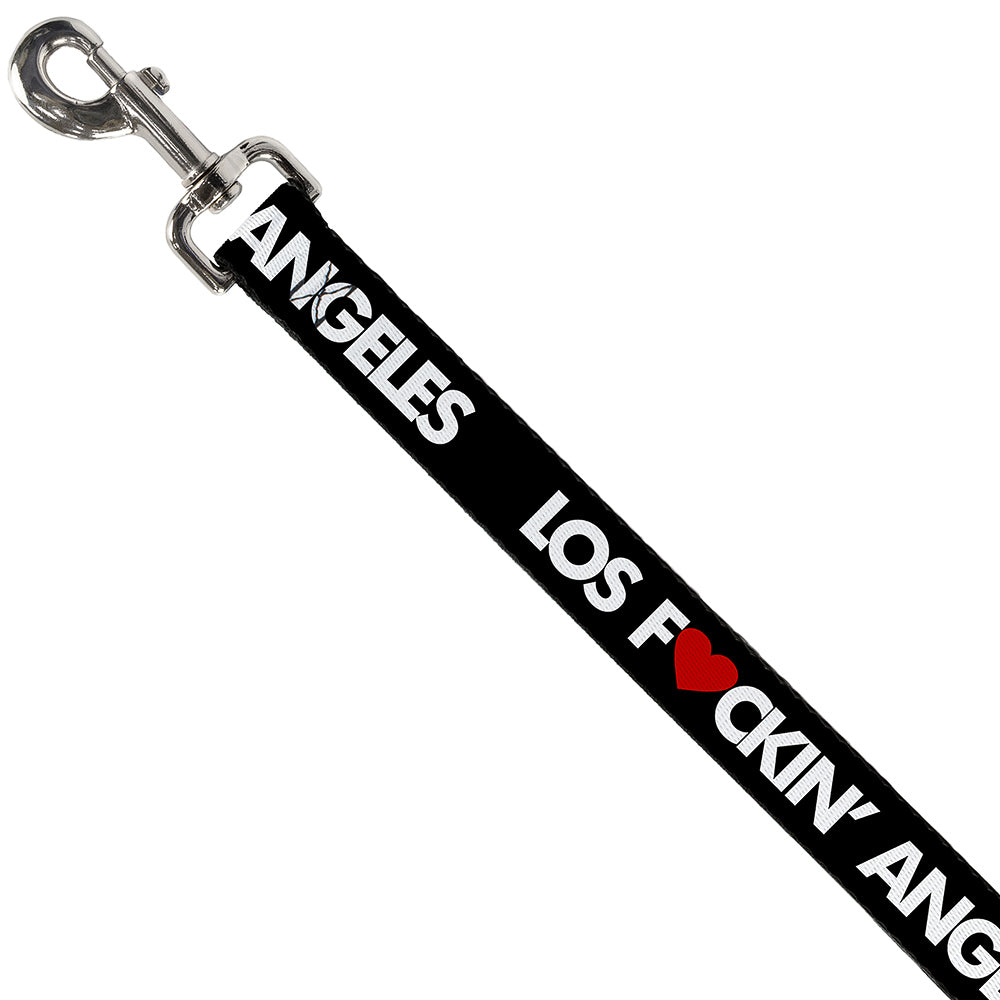 Dog Leash - LOS F*CKIN' ANGELES Heart Black/White/Red Dog Leashes Buckle-Down