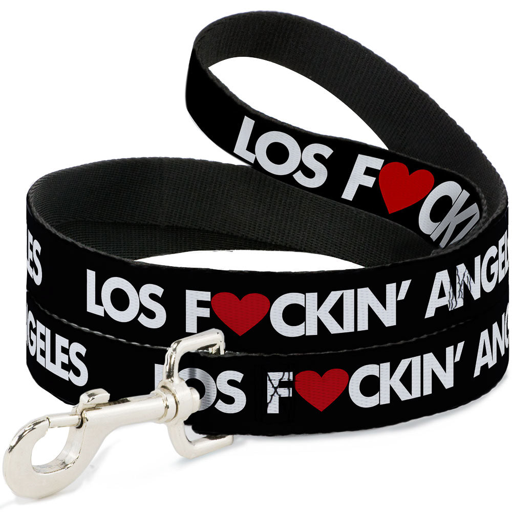 Dog Leash - LOS F*CKIN' ANGELES Heart Black/White/Red Dog Leashes Buckle-Down
