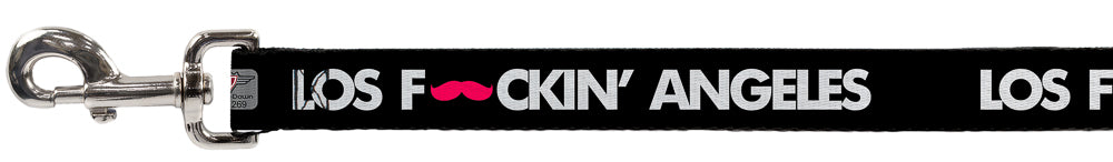 Dog Leash - LOS F*CKIN' ANGELES Mustache Black/White/Pink Dog Leashes Buckle-Down