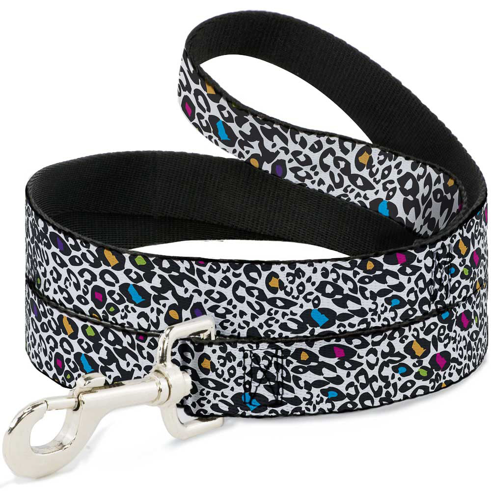 Dog Leash - Leopard White/Black/Multi Color Dog Leashes Buckle-Down