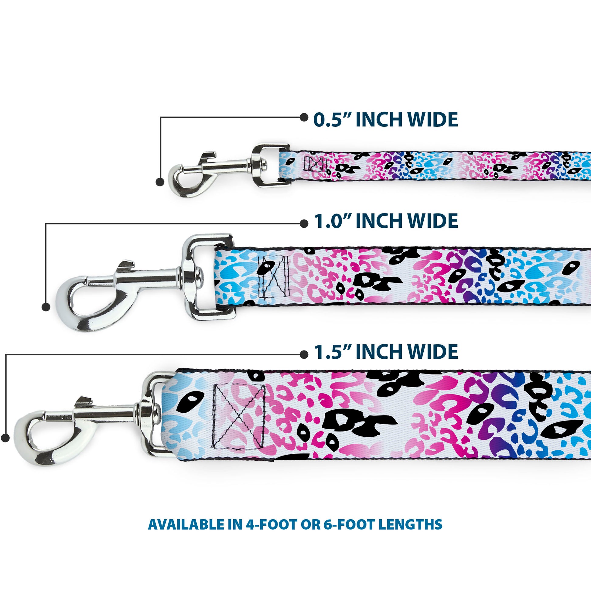 Dog Leash - Leopard White/Pinks/Blues/Black Dog Leashes Buckle-Down
