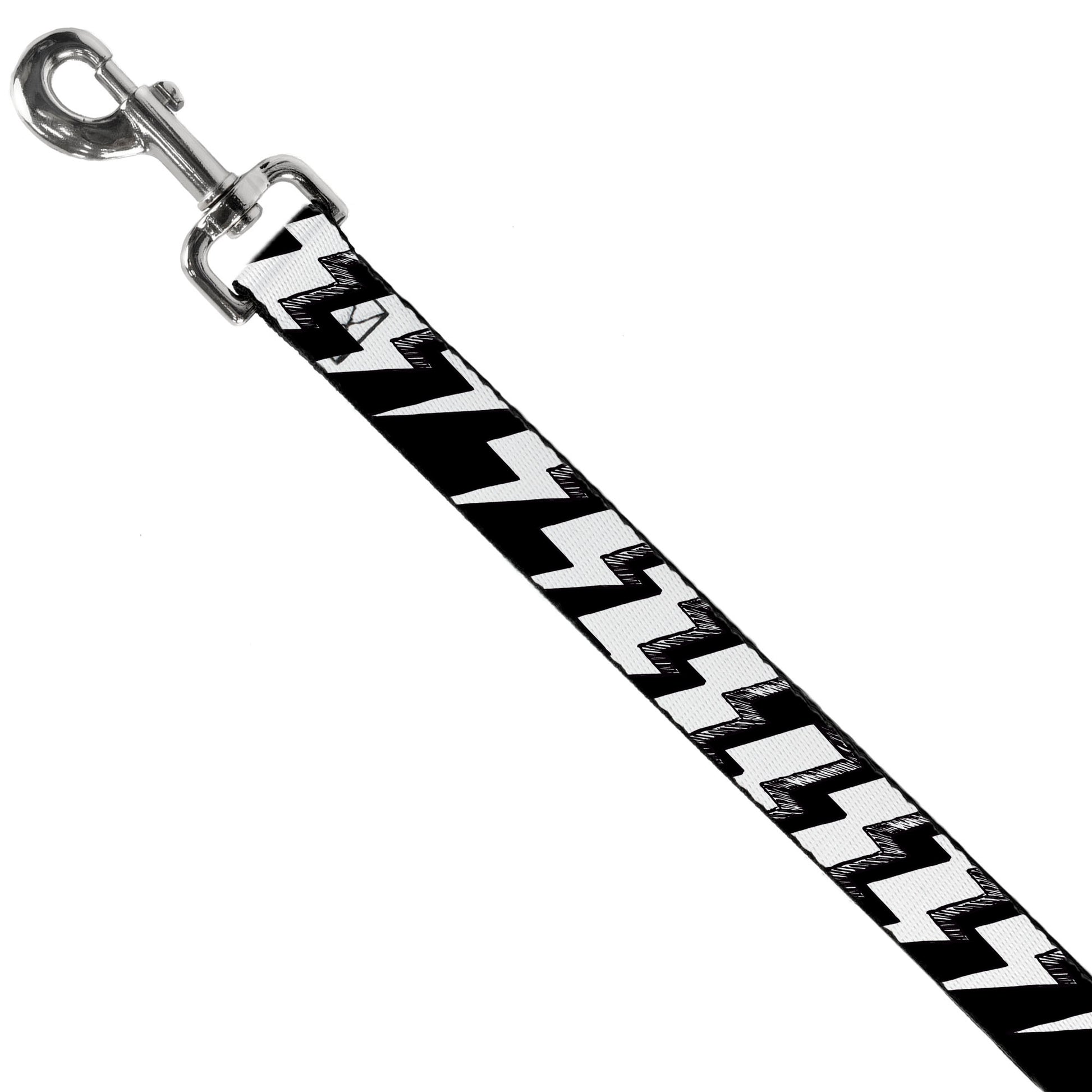 Dog Leash - Lightning Bolts Sketch Black/White Dog Leashes Buckle-Down