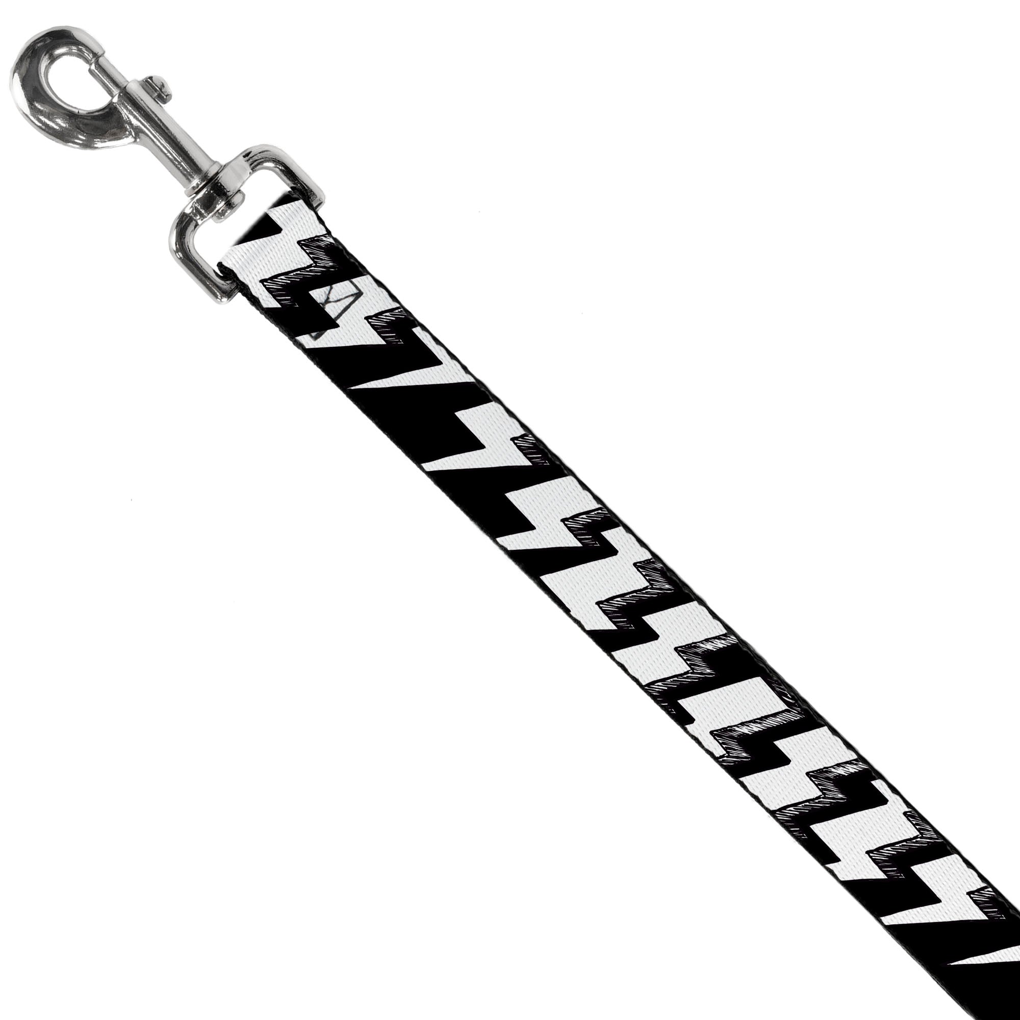 Dog Leash - Lightning Bolts Sketch Black/White Dog Leashes Buckle-Down