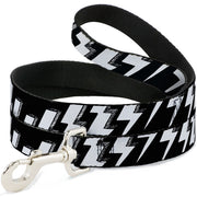 Dog Leash - Lightning Bolts Sketch Black/White Dog Leashes Buckle-Down