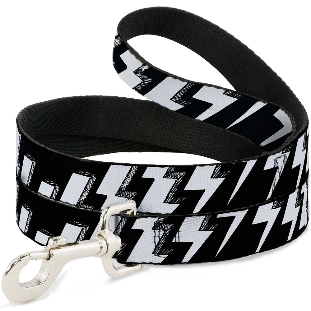 Dog Leash - Lightning Bolts Sketch Black/White Dog Leashes Buckle-Down