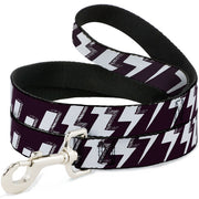 Dog Leash - Lightning Bolts Sketch Plum/White Dog Leashes Buckle-Down