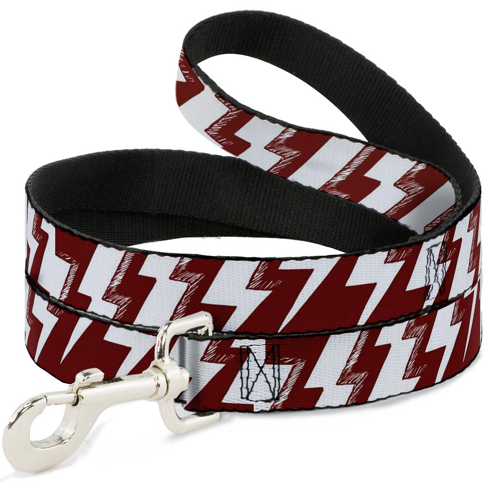 Dog Leash - Lightning Bolts Sketch Red/White Dog Leashes Buckle-Down