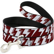 Dog Leash - Lightning Bolts Sketch Red/White Dog Leashes Buckle-Down