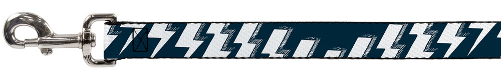 Dog Leash - Lightning Bolts Sketch Navy/White Dog Leashes Buckle-Down
