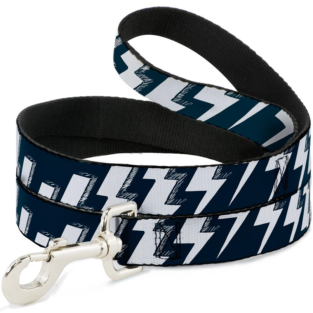 Dog Leash - Lightning Bolts Sketch Navy/White Dog Leashes Buckle-Down