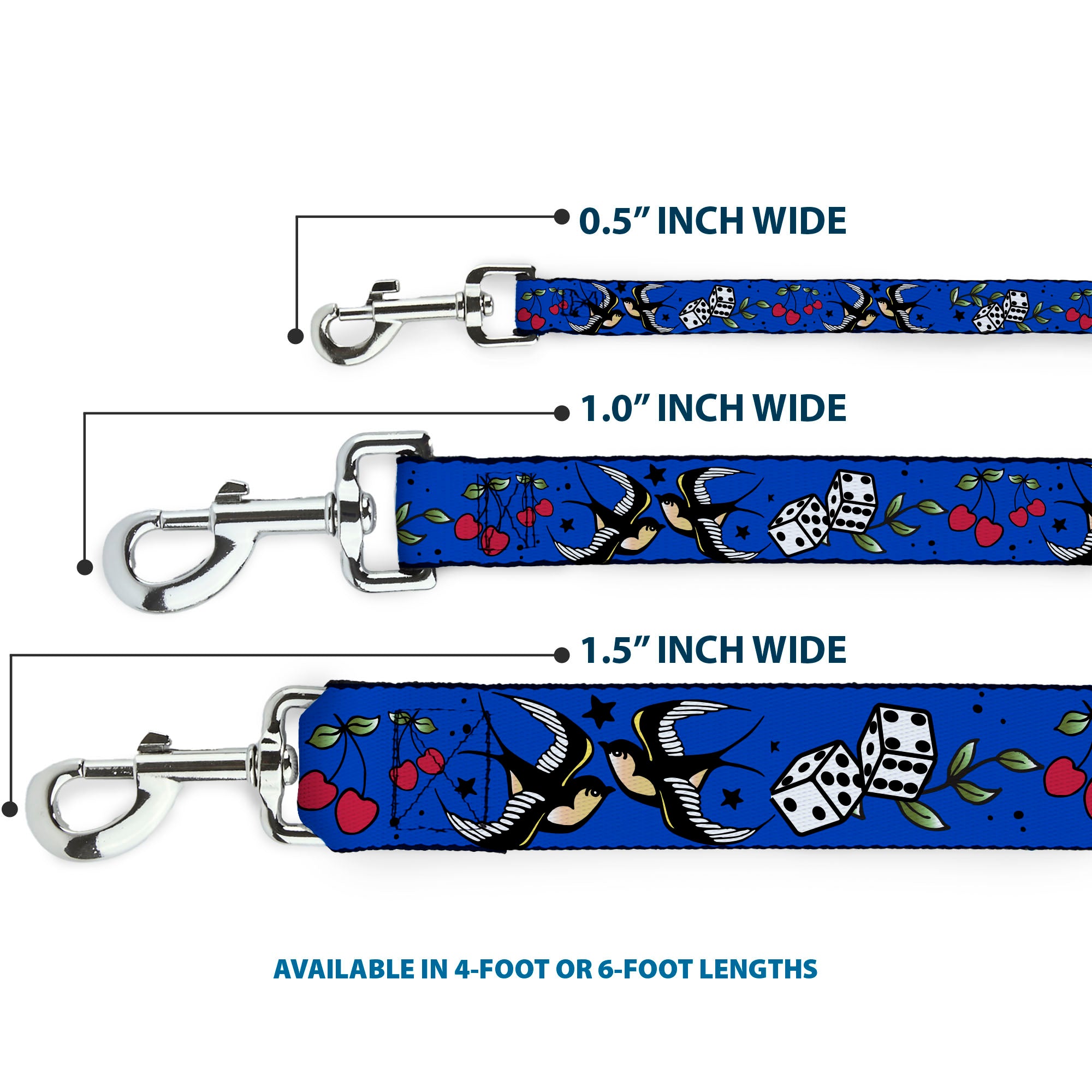 Dog Leash - Lucky CLOSE-UP Blue Dog Leashes Buckle-Down