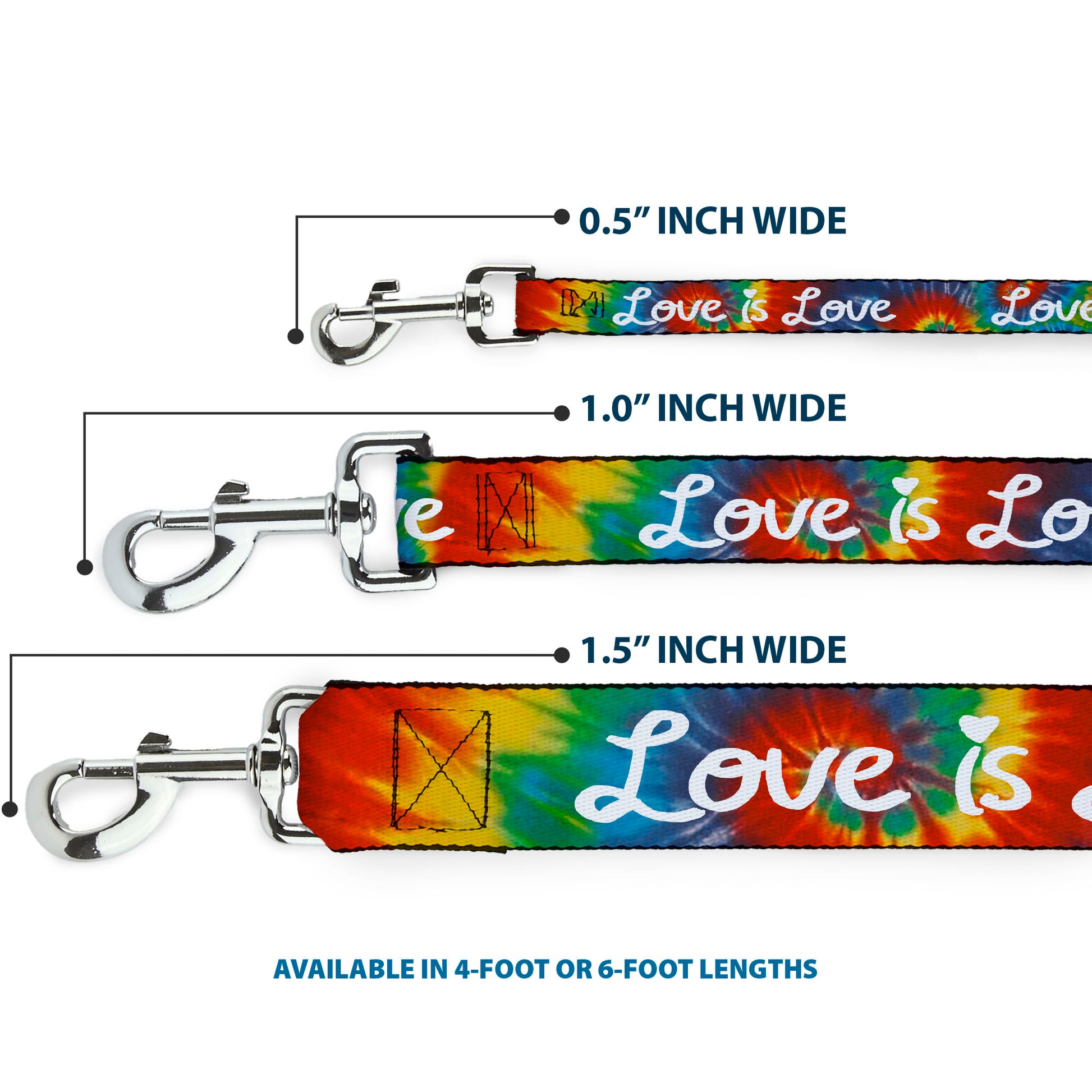 Dog Leash - LOVE IS LOVE BD Tie Dye/White Dog Leashes Buckle-Down